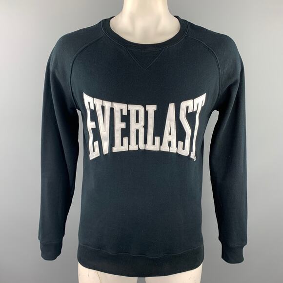 EVERLAST for PORTS Size L Black Logo Cotton Crew-Neck Sweatshirt - Picture 1 of 4
